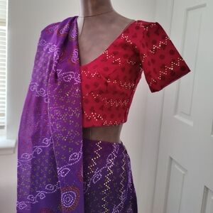 Magenta / Purple Indian Saree Blouse / Skirt Set